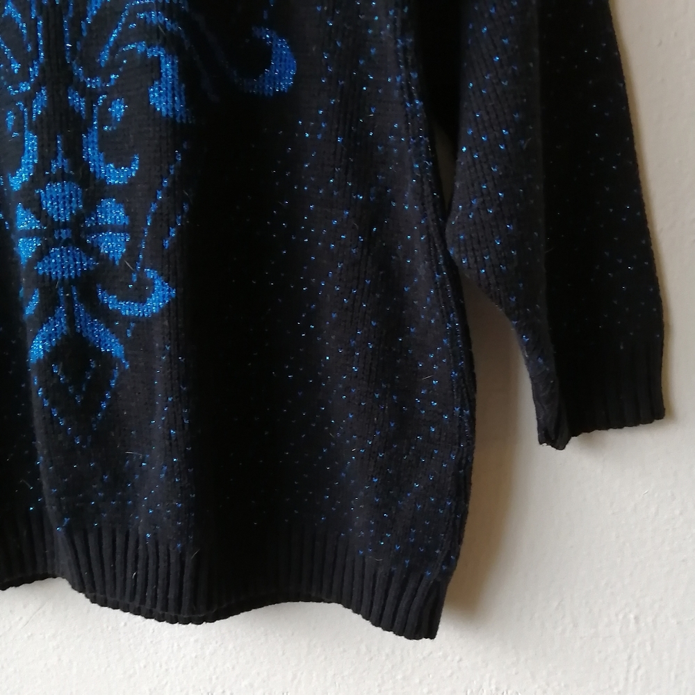 Vintage 80s Floral Sparkle Sweater - Picture 7 of 8